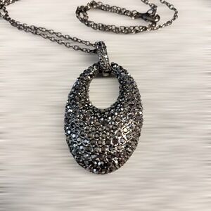Park‎ Lane Hematite and Austrian Crystal statement necklace EUC